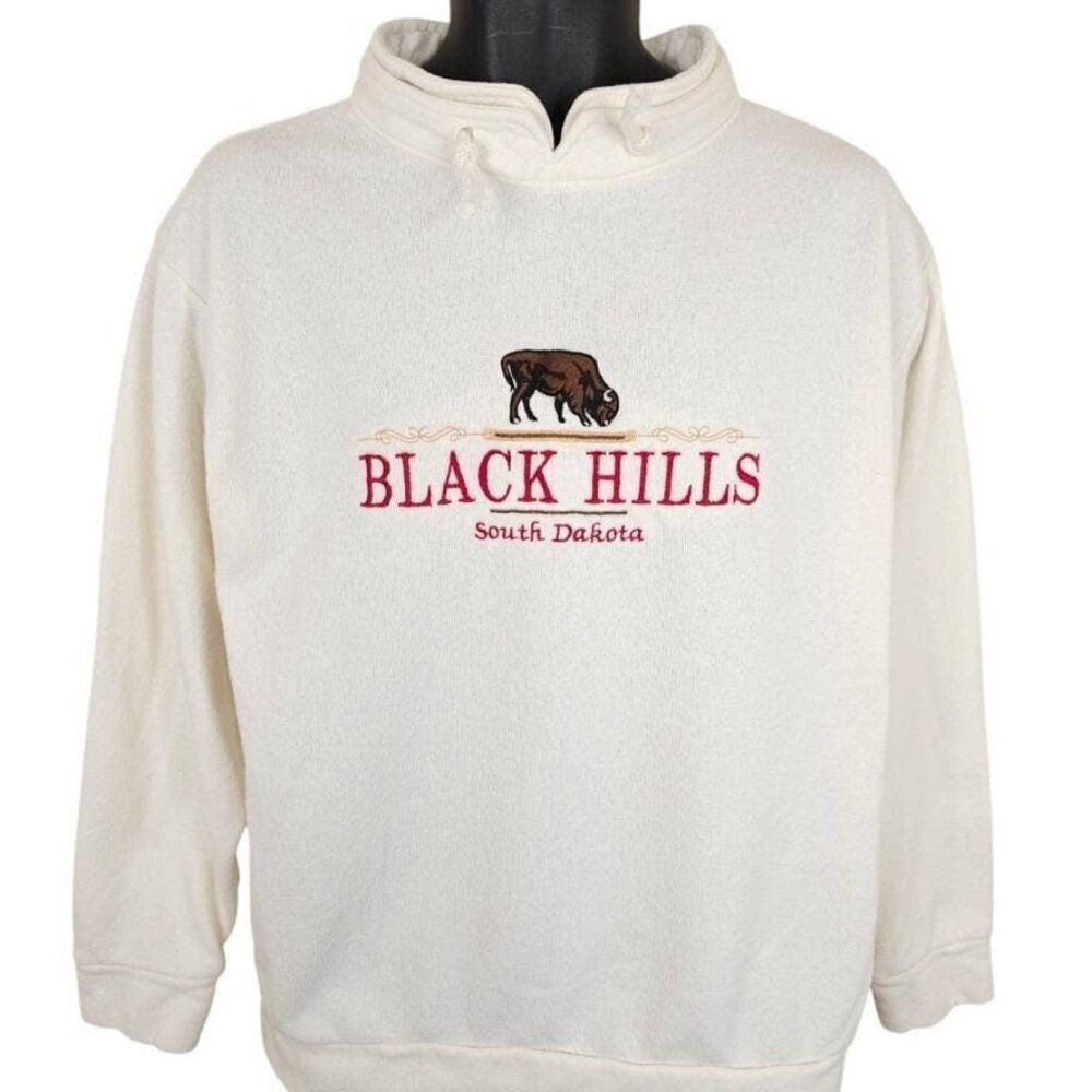 Vintage Black Hills South Dakota Sweatshirt Mens Size Medium White 80s USA